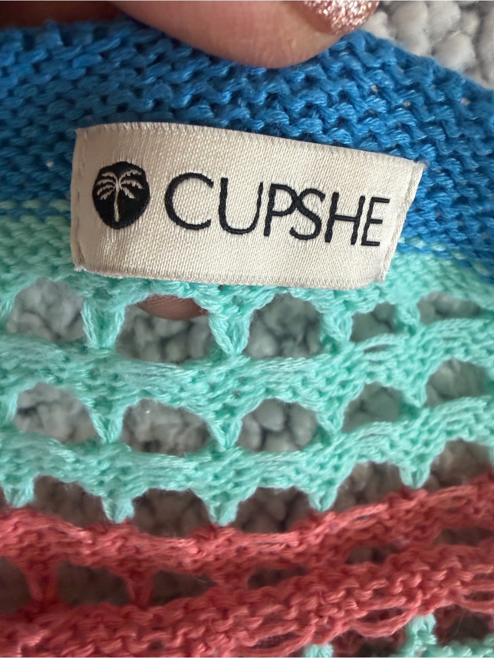 CUPSHE Swim Cover / Multicolor Open-Knit Striped - Picture 3 of 4